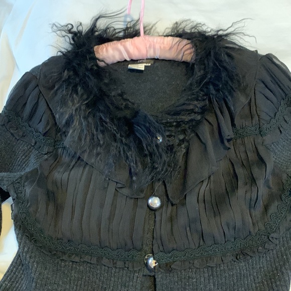 Uptown Girl Sweater,  Black knitted fabric ,  sheer detail, Medium. - Picture 4 of 10